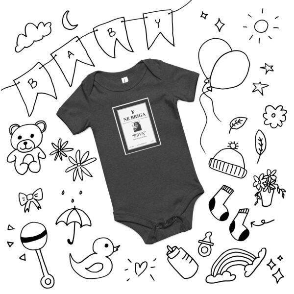baby-short-sleeve-one-piece-dark-grey-heather-front-6876efe6666ae "Clean Mouth" Baby Bodysuit - Image 5